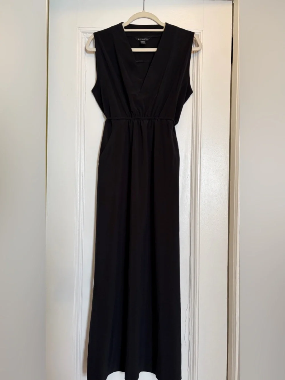Athleta Marlow Black Maxi Dress with V-Neck, XS Petite - Picture 5 of 7